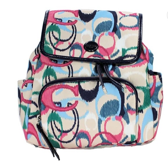 Coach Handbags - Coach Signature Stripe Ikat Print Backpack Handbag Bookbag